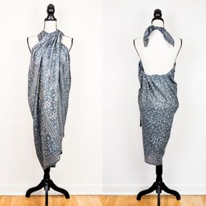 🦋LAST🦋 NWT Sevya Handmade Block Print Silver Gray Sarong